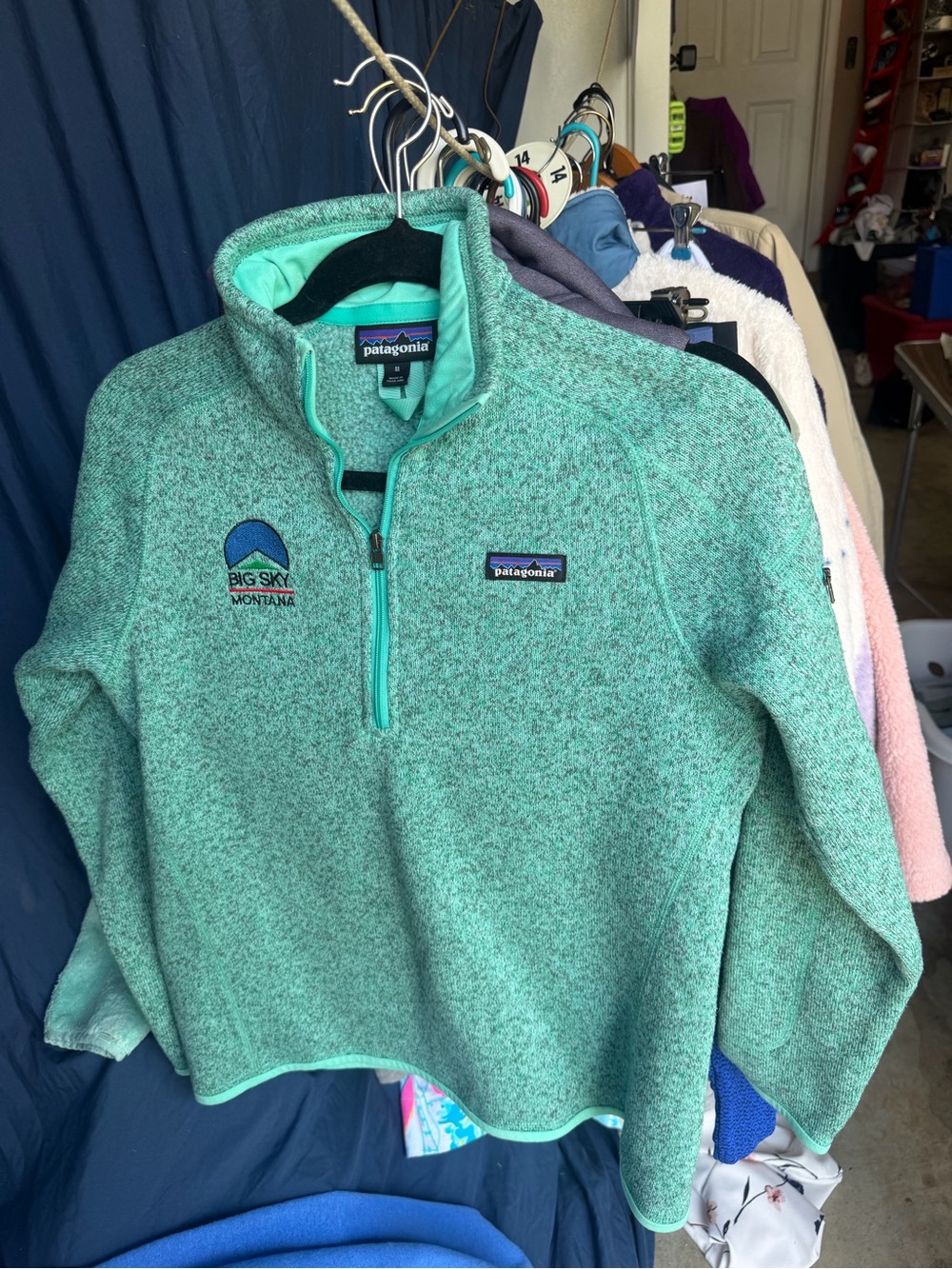 Patagonia Mint Green Quarter-Zip Fleece Pullover